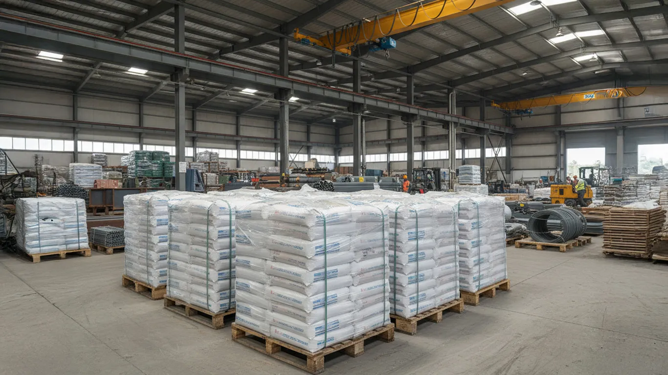 Składowanie worków wentylowych na hali produkcyjnej