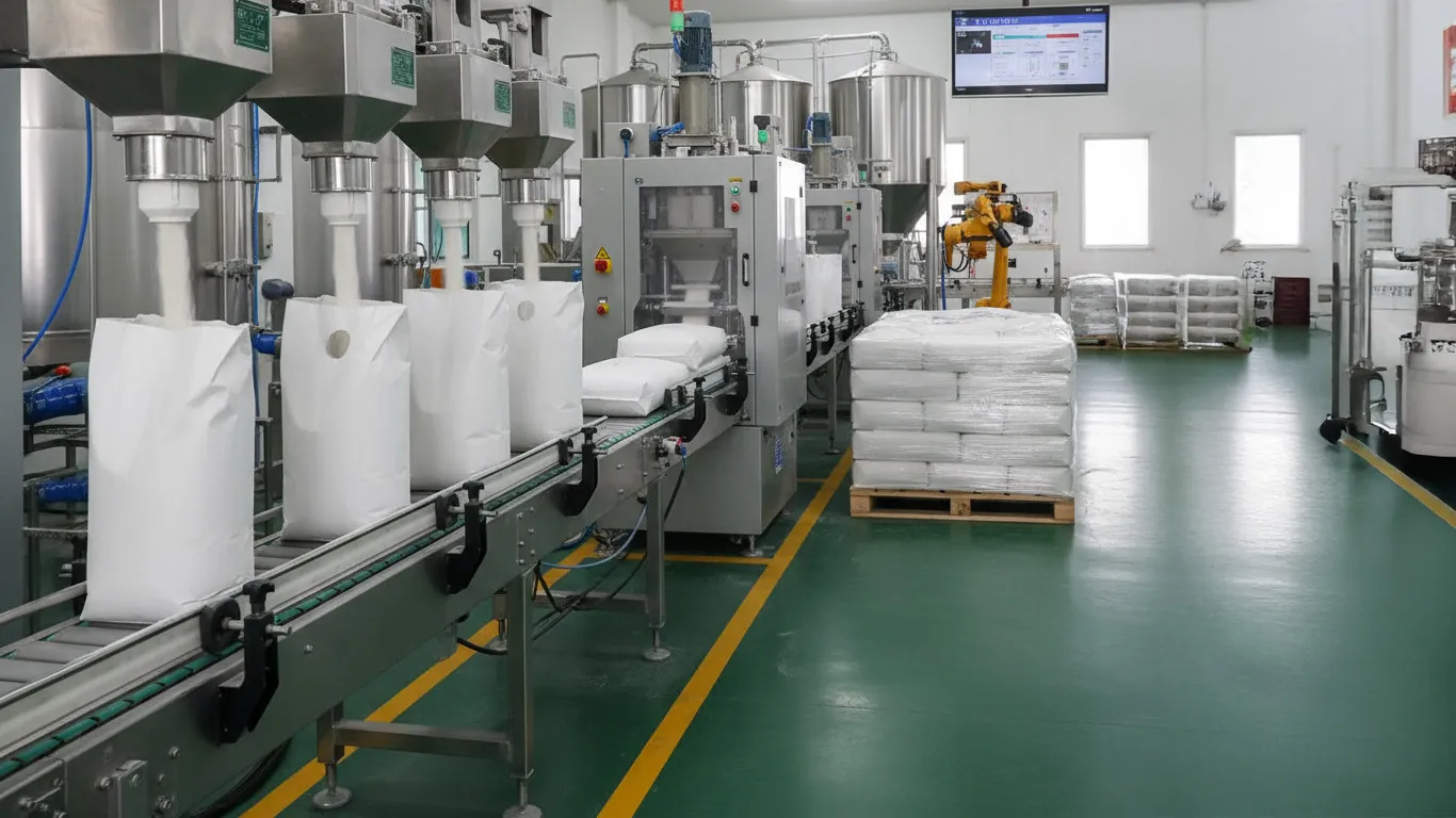 Napełnianie worków wentylowych podczas produkcji