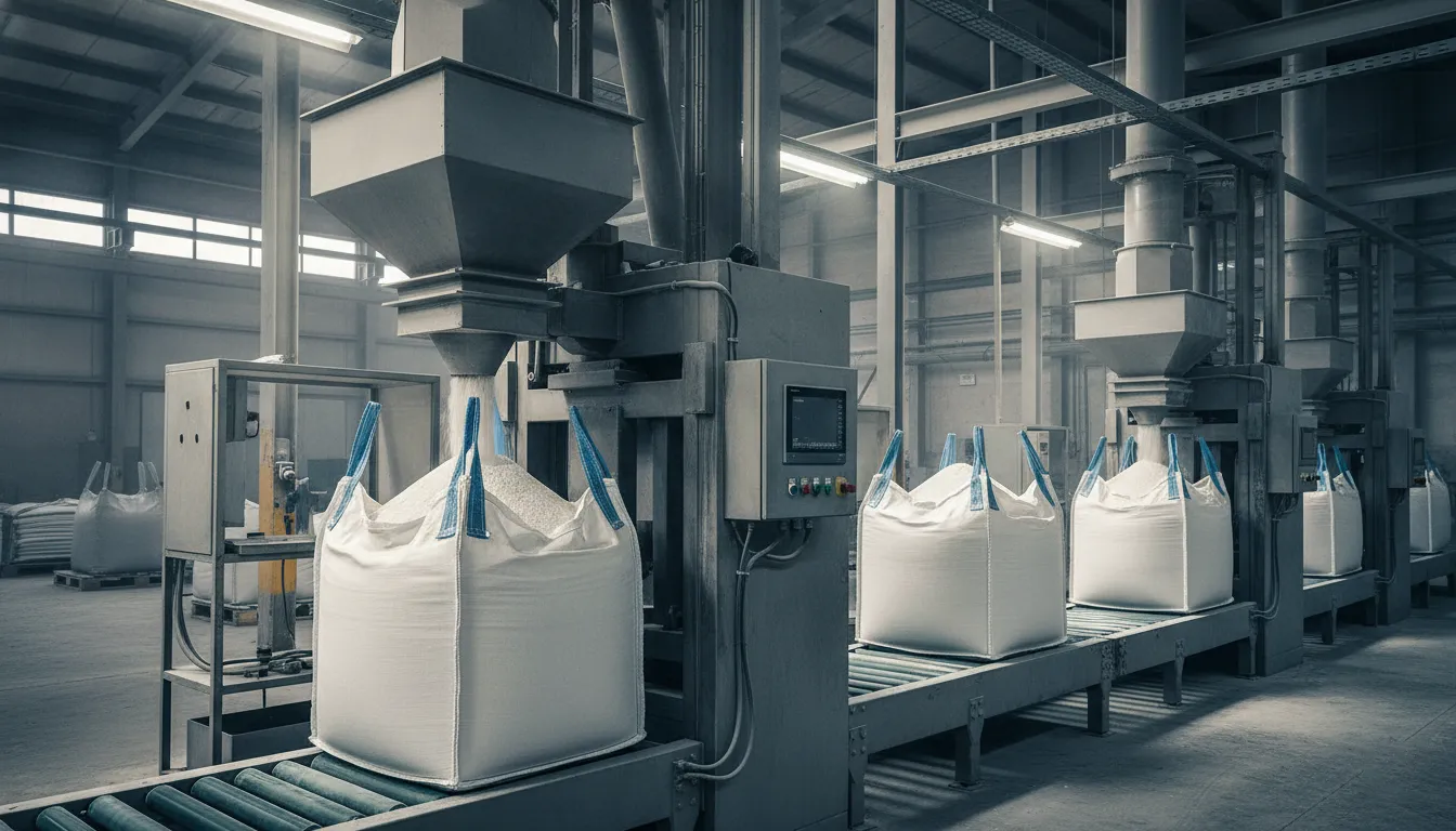 Proces napełniania worków big-bag materiałami sypkimi